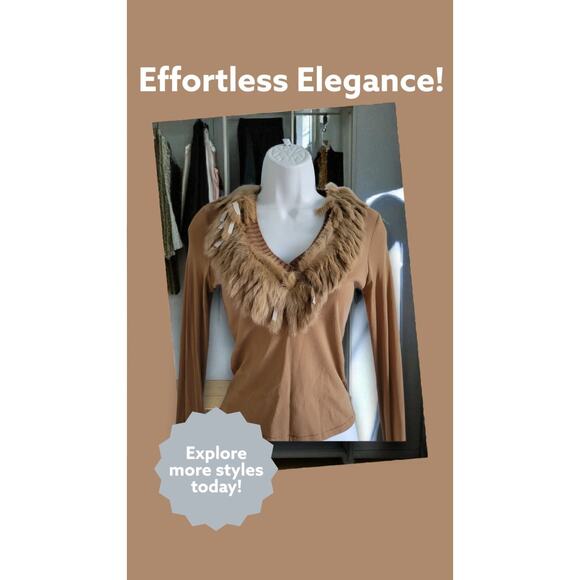 French Y2K Glam genuine Mongolian Fur Ribbed Knit Cardigan XS Heritage Old Money - Picture 11 of 13